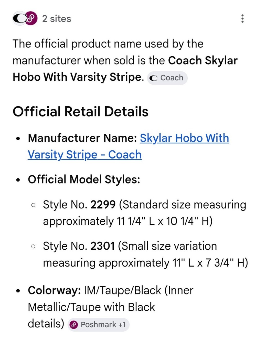 Coach Skylar Hobo Bag with Varsity Stripe - MRSP $398 - Picture 13 of 13